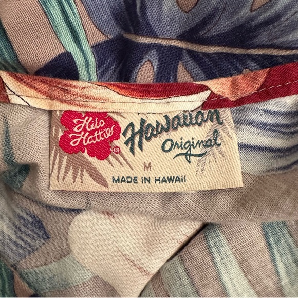 Vintage Hilo Hattie Hawaiian Dress Medium Floral Short Sleeve Modest Grey - Picture 4 of 5